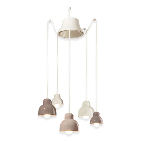 SOSPENSIONE 5 LUCI - mix tenue / 5-LIGHTS PENDANT mix  BERIMBAU Ferroluce C2609-MIX