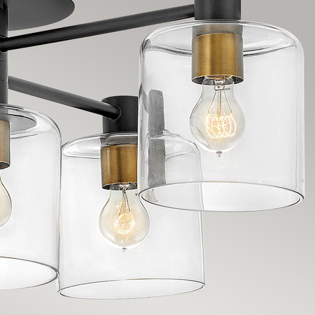 Półplafon Axel - 7 źródeł światła - Czarny / Stary mosiądz Axel Quintiesse Hinkley QN-AXEL7-BK