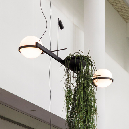 Vibia Palma Lampa Wisząca LED, 3-punktowa, szer. 150, GL 47 wys. 200 cm, Grafitowy Mat Opal Mat