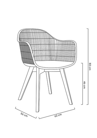 MODESTO krzesło BASKET ARM WOOD czarne - polipropylen, nogi jesionowe