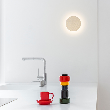 Vibia Dots Lampa Ścienna LED, średnica 17.5cm GL, 5.2 cm, Dąb Biały