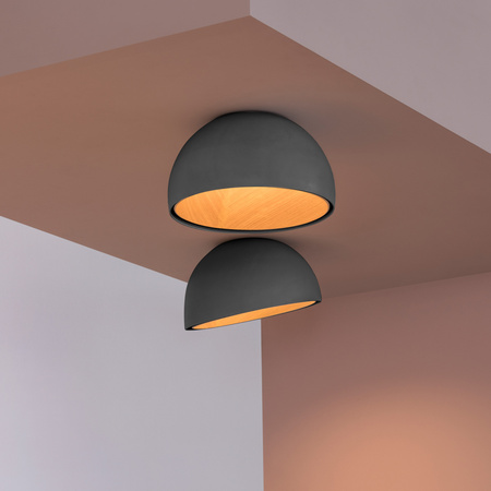 Vibia Duo Lampa Sufitowa LED Prosta 4000 K, średnica 35cm, wys. 19 cm, Szary Grafitowy Mat Dąb