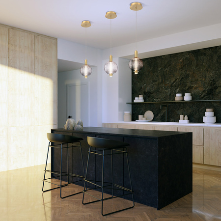 Mała lampa wisząca Palmas - 1 źródło światła - Szczotkowane złoto Quintiesse Eurofase QN-PALMAS-1MP-BG