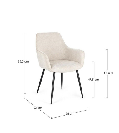 BIZZOTTO krzesło CORA ARM czarny /        beżowy