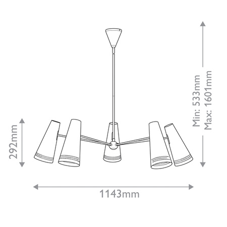 Żyrandol Brickell - 5 źródeł światła - Matowa czerń Quintiesse QN-BRICKELL5-MBHL