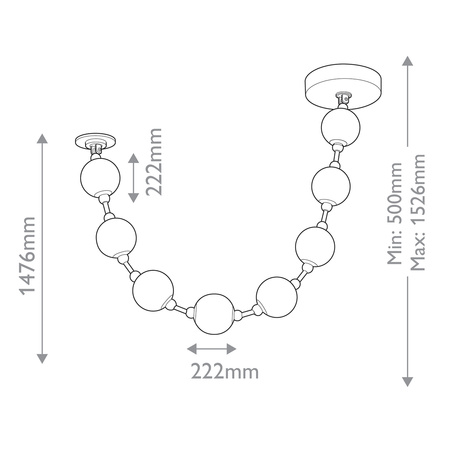 Lampa wisząca LED Marni - Naturalny mosiądz Quintiesse QN-MARNI-8P-148-NBR