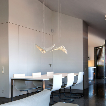 Vibia Rhythm Lampa Wisząca LED 10-punktowa, szer. 45, wys. 200, GL 47 cm, Beżowo-Biały Mat Bia