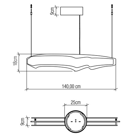 Lampa wyspowa Horizon Brązowy, Drewno Quintiesse Accord QN-HORIZON-LED-LP-140-TEAK