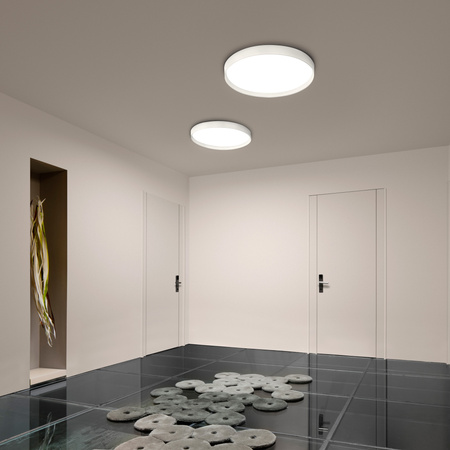 Vibia Up Lampa Sufitowa LED, średnica 73cm, wys. 7 cm, Biały Mat Satyna