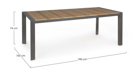 BIZZOTTO stół ogrodowy ELIAS 198          naturalny