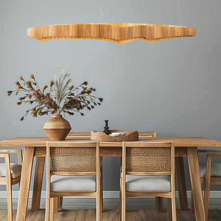 Lampa wyspowa Horizon Brązowy, Drewno Quintiesse Accord QN-HORIZON-LED-LP-140-TEAK