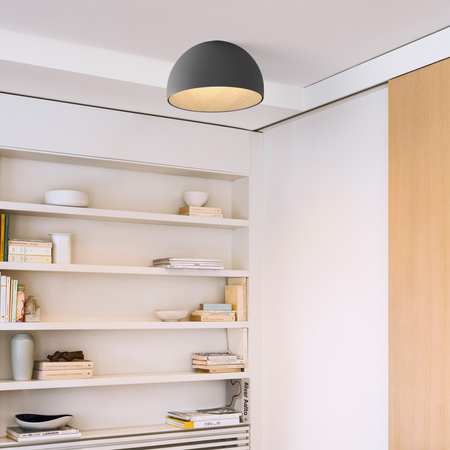 Vibia Duo Lampa Sufitowa LED Prosta 4000 K, średnica 35cm, wys. 19 cm, Szary Grafitowy Mat Dąb