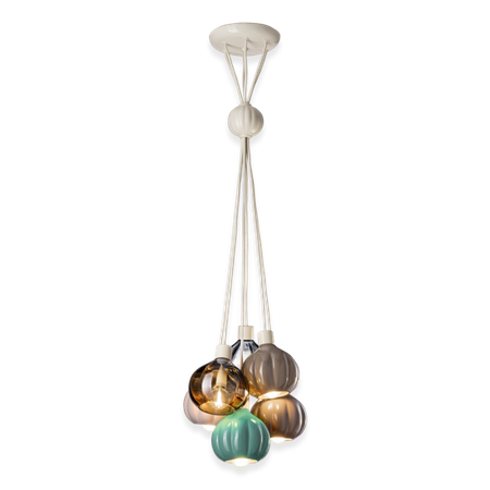 SOSPENSIONE 6 LUCI GRAPPOLO accento TUR / 6-LIGHTS PENDANT TUR accent AFOXE' Ferroluce C2659-MIX