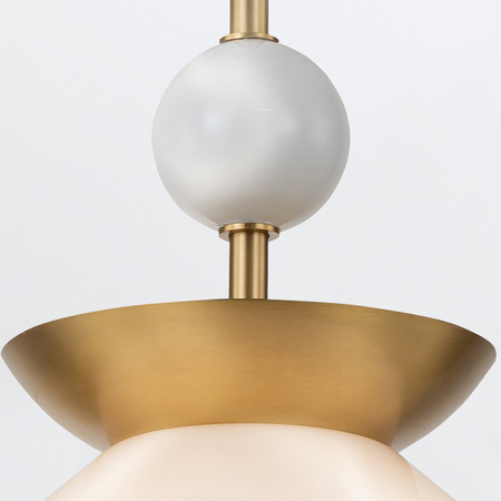 Średnia lampa wisząca Saucer - 1 źródło światła - Postarzany mosiądz Quintiesse QN-SAUCER-1P-M-AB-OPAL