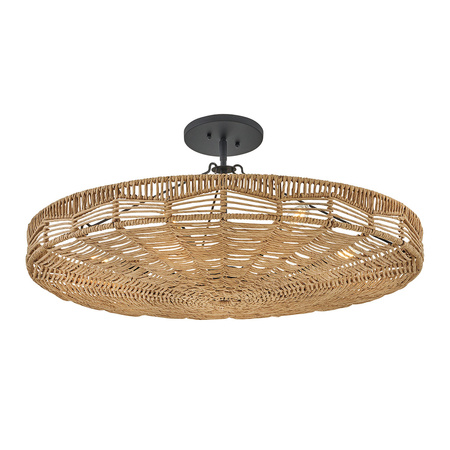 Lampa wisząca Ophelia - 6 źródeł światła - Czarny, karmelowy beż Quintiesse QN-OPHELIA-6P-BK-CAM