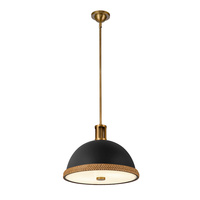 Lampa wisząca Doral - 2 źródła światła - Matowa czerń, vintage mosiądz Quintiesse QN-DORAL-P-M-BK