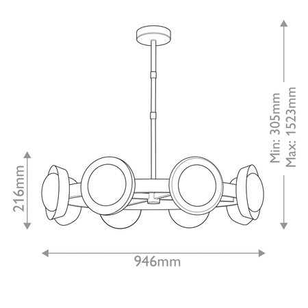Żyrandol LED Alonso - Vintage mosiądz Quintiesse QN-ALONSO8-VBS-AR