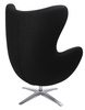 Fotel EGG SZEROKI czarny.4 - wełna, podstawa stal
