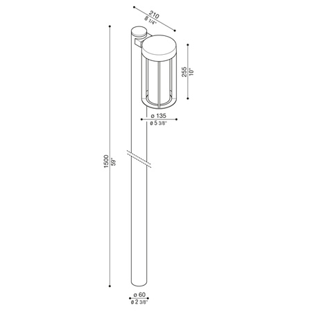 Lombardo LL15314B3 Lampa słupowa Kit Lula UP Post H1500