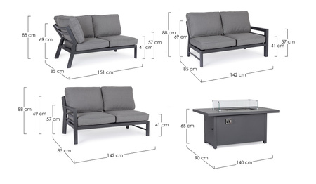 BIZZOTTO zestaw ogrodowy HENDRIX szary