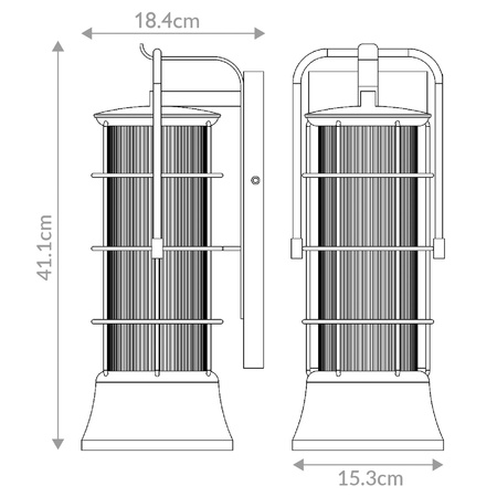 Średnia latarnia naścienna Rivamar - 1 źródło światła - Brązowo-złota Quintiesse Eurofase QN-RIVAMAR-M-BLK-GD