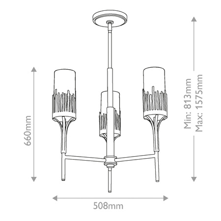 Żyrandol Sawgrass - 3 źródła światła - Płatkowe złoto Quintiesse QN-SAWGRASS-3-DG-O