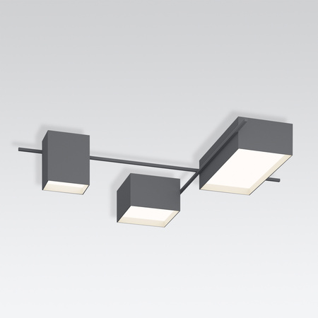 Vibia Structural lampa sufitowa LED 3-punktowa szer. 120 wys. 21 gl. 120 cm szary mat