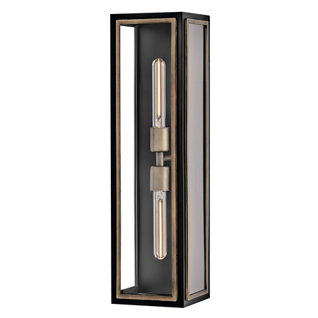 Latarnia naścienna Shaw - 2 źródła światła - Czarny, oksydowany brąz Quintiesse QN-SHAW-2M-BK