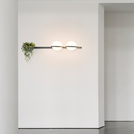 Vibia Palma Lampa Ścienna LED, 2-punktowa, szer. 120, wys. 22, GL 25 cm, Grafitowy Mat Opal Mat