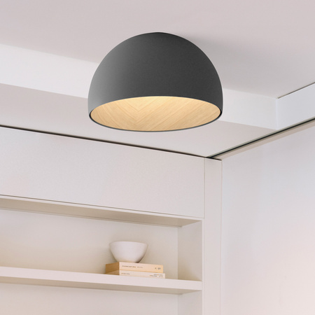 Vibia Duo Lampa Sufitowa LED Prosta 4000 K, średnica 35cm, wys. 19 cm, Szary Grafitowy Mat Dąb
