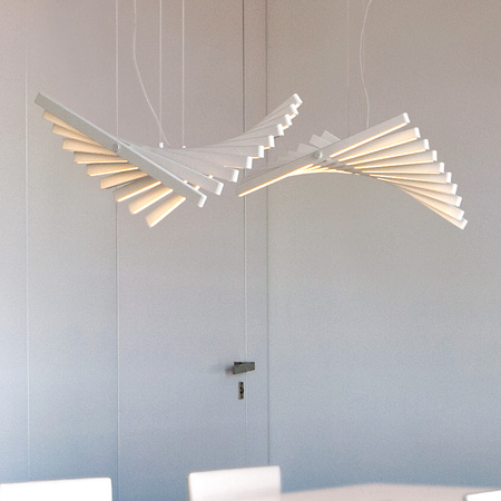 Vibia Rhythm Lampa Wisząca LED 10-punktowa, szer. 45, wys. 200, GL 47 cm, Beżowo-Biały Mat Bia