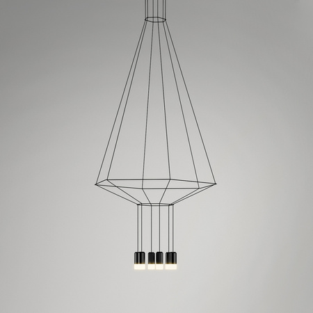 Vibia Wireflow Lampa Wisząca LED Szesciokątna, szer. 46, wys. 200, GL 40 cm, Czarny Polysk