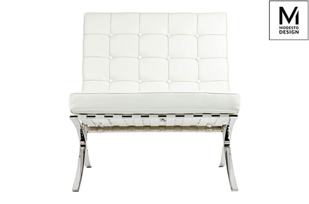 MODESTO fotel BARCELON biały - ekoskóra,  stal polerowana