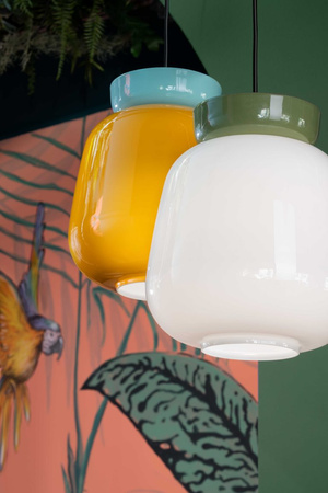 SOSPENSIONE VETRO BIANCO LATTE - MILK WHITE GLASS PENDANT CORCOVADO Ferroluce C2742-VLT