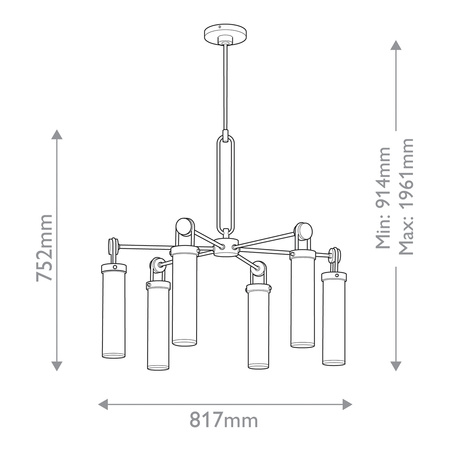 Żyrandol Wynwood - 6 źródeł światła - Miejski brąz Quintiesse QN-WYNWOOD6-UBZ