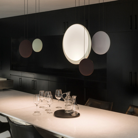 Vibia Cosmos Lampa Wisząca LED 4-punktowa, szer. 65, wys. 200, GL 24 cm, Jasnoszary Mat Biały Mat Czekoladowy Mat