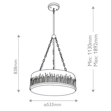 Lampa wisząca Sawgrass - 3 źródła światła - Płatkowe złoto Quintiesse QN-SAWGRASS-3P-DG-O