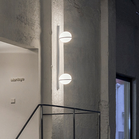 Vibia Palma Lampa Ścienna LED, 2-punktowa, szer. 22, wys. 114, GL 26 cm, Biały Mat Opal Mat