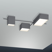 Vibia Structural lampa sufitowa LED 3-punktowa szer. 120 wys. 21 gl. 120 cm szary mat