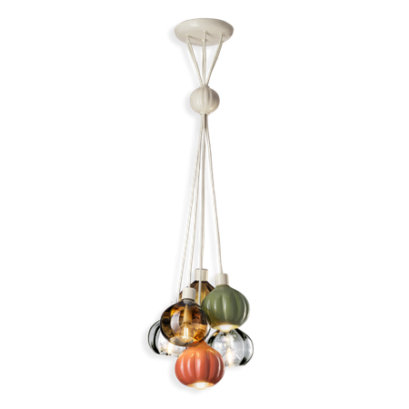 SOSPENSIONE 6 LUCI GRAPPOLO - mix acceso / 6-LIGHTS PENDANT - mix AFOXE' Ferroluce C2646-MIX