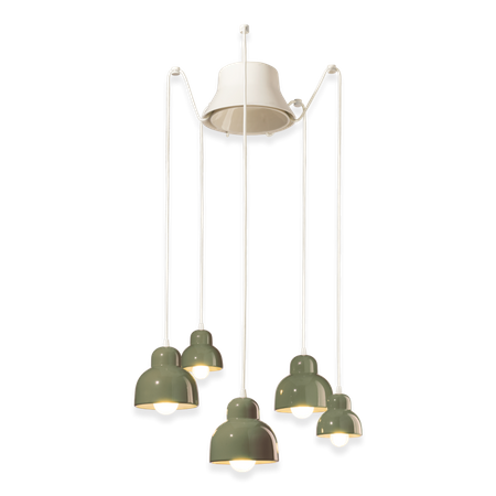 SOSPENSIONE 5 LUCI  / 5-LIGHTS PENDANT BERIMBAU Ferroluce C2605-VSA