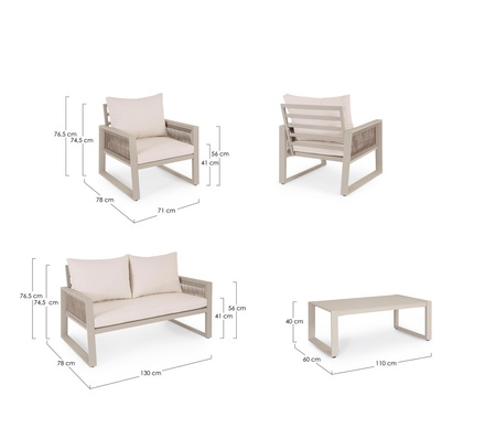 BIZZOTTO zestaw ogrodowy CAPTIVA beżowy