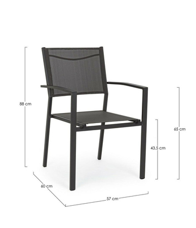 BIZZOTTO krzesło ogrodowe HILDE szare