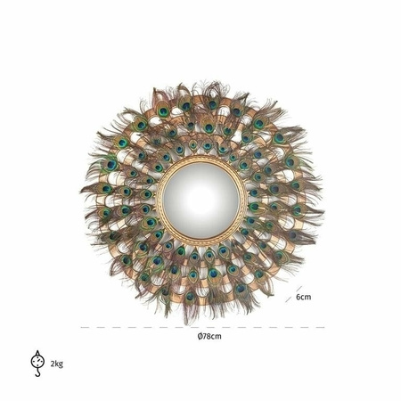 RICHMOND lustro ścienne MACYNN z piórami - złote