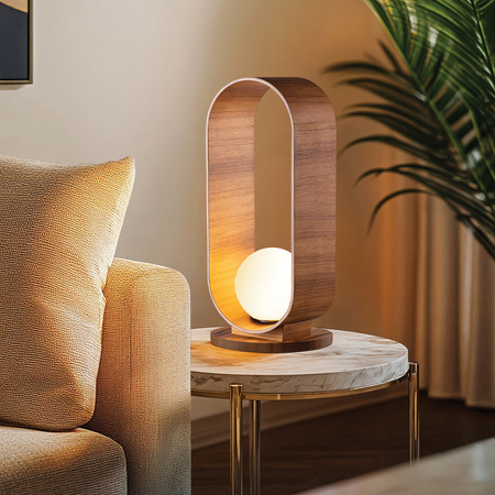 Lampa stołowa Sfera Brązowy, Drewno Quintiesse Accord QN-SFERA-TL-L-TEAK