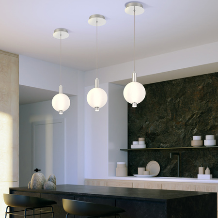 Mała lampa wisząca Palmas - 1 źródło światła - Polerowany nikiel Quintiesse Eurofase QN-PALMAS-1MP-PN