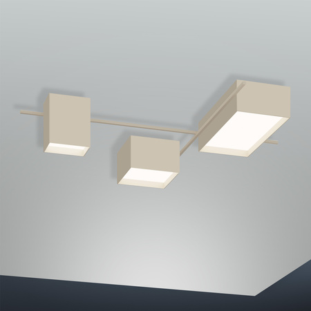 Vibia Structural lampa sufitowa LED 3-punktowa szer. 120 wys. 21 gl. 120 cm kremowy mat