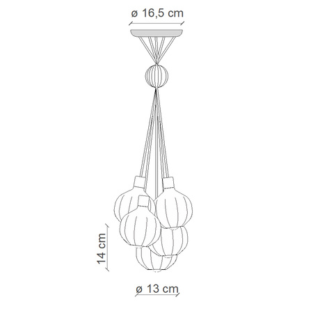 SOSPENSIONE 6 LUCI GRAPPOLO accento TUR / 6-LIGHTS PENDANT TUR accent AFOXE' Ferroluce C2659-MIX