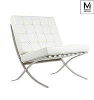 MODESTO fotel BARCELON biały - ekoskóra,  stal polerowana