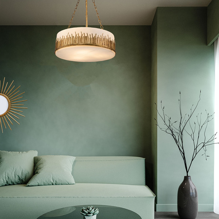 Lampa wisząca Sawgrass - 3 źródła światła - Płatkowe złoto Quintiesse QN-SAWGRASS-3P-DG-O